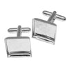 Silver Tone Cuff Links Customizable Square Bezel 17mm (1 Pair)