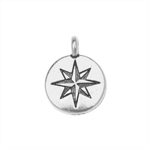 TierraCast Pewter Charm, North Star Design with Loop 14.5x11mm, Antiqued Silver Plated (1 Piece)