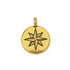 TierraCast Pewter Charm, North Star Design with Loop 14.5x11mm, 22K Gold Plated (1 Piece)
