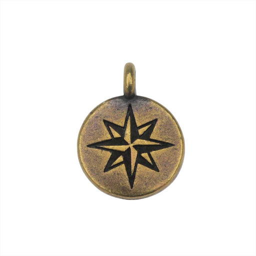TierraCast Pewter Charm, North Star Design with Loop 14.5x11mm, Brass Oxide (1 Piece)