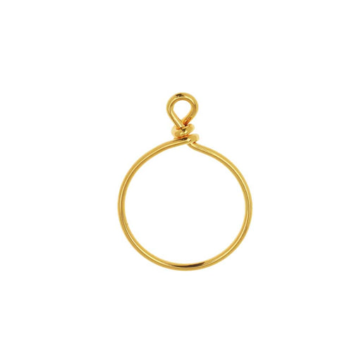 TierraCast Beadable Wrapped Wire Hoop, for Pendants or Earrings 20mm Wide, 22K Gold Plated (1 Piece)