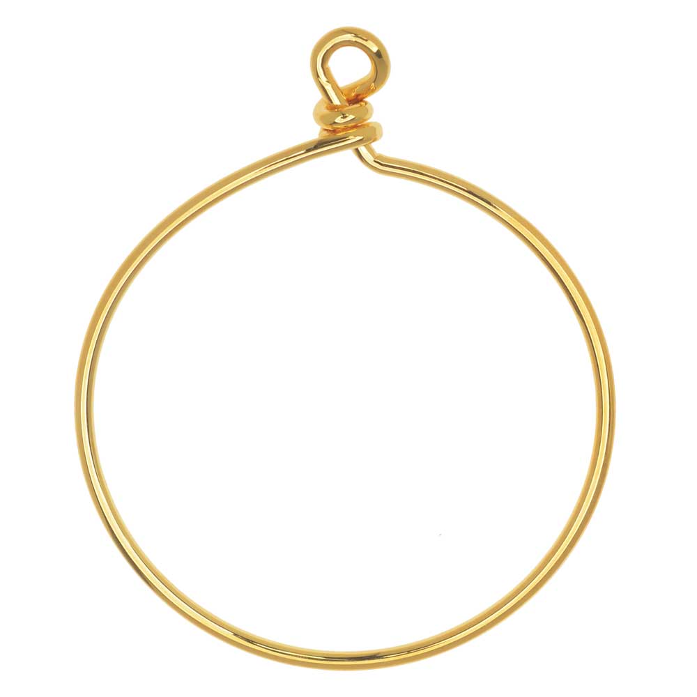 TierraCast Beadable Wrapped Wire Hoop, for Pendants or Earrings 42mm Wide, 1 Piece, 22K Gold Plated