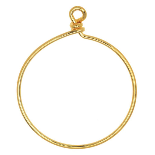 TierraCast Beadable Wrapped Wire Hoop, for Pendants or Earrings 42mm Wide, 1 Piece, 22K Gold Plated
