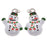 Jewelry Charm, Christmas Snowman with Scarf, 20mm, Left & Right Pair, Silver Plated with Enamel