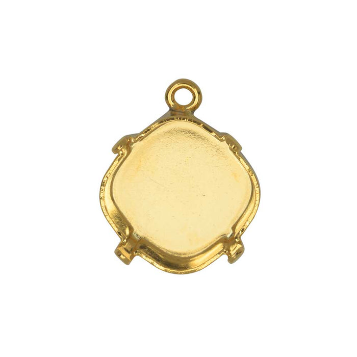Gita Jewelry Stone Setting for PRESTIGE Crystal, Pendant Base for 12mm Cushion, Gold Plated