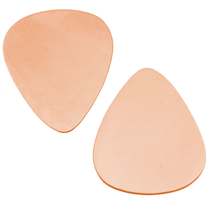 Solid Copper Blank Stamping 'Guitar Pick' No Hole 30.5x26mm (2 pcs)
