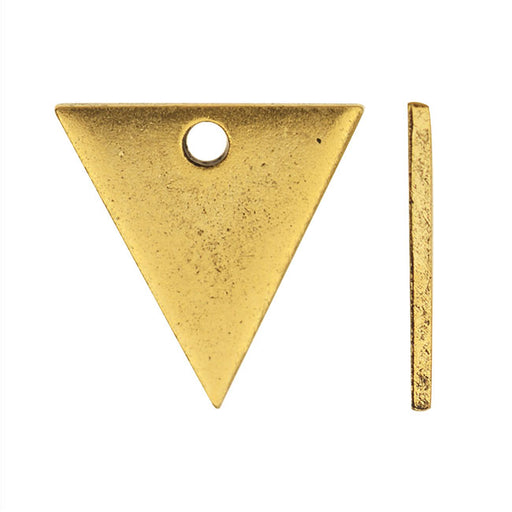 Nunn Design Flat Tag Charm, Triangle 13.5mm, Antiqued Gold Plated