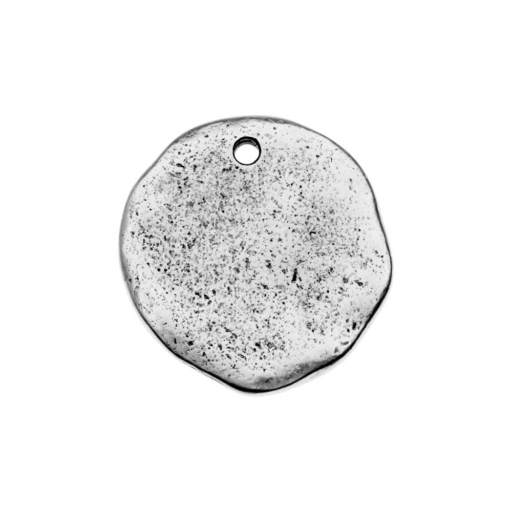 Nunn Design Pendant, Large Organic Tag Circle, 21.5mm, Antiqued Silver (1 Piece)
