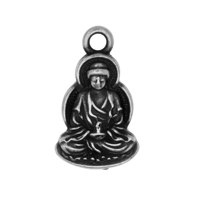TierraCast Pewter Charm, Seated Buddha with Loop 21.5x12mm, 1 Piece, Antiqued Pewter