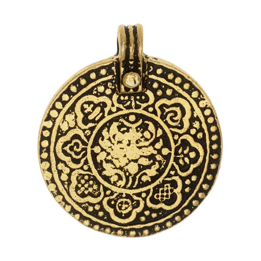 TierraCast Pewter Pendant, The 8 Fold Path Design 31.5x26.5mm, 1 Piece, 22K Gold Plated