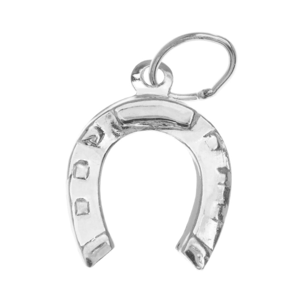 Sterling Silver Charm,Lucky Horseshoe 12mm, Silver (1 Piece)