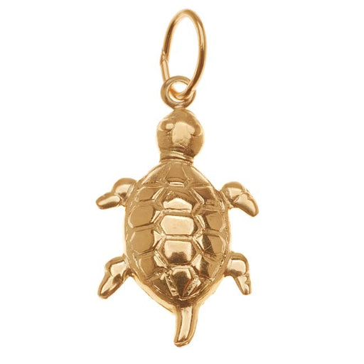 14K Gold FIlled Charm, Honu Sea Turtle with Jump Ring 16mm (1 Piece)