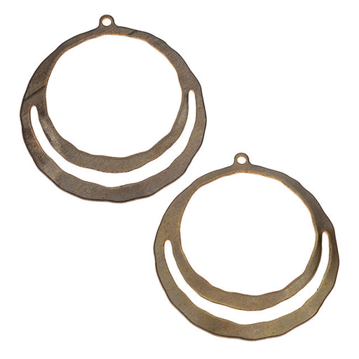 Vintaj Natural Brass, Wandering Pathway Split Ring Hoop Earring 32mm (2 Pieces)