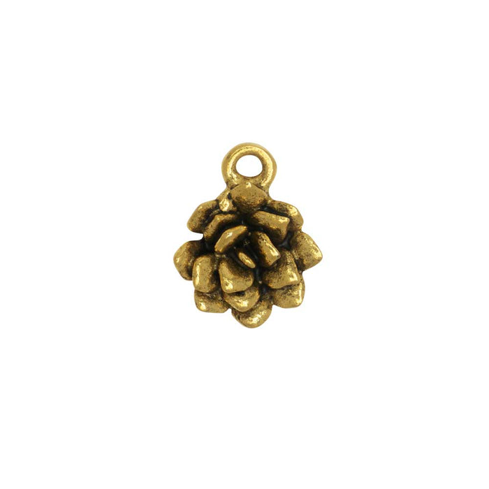 Metal Charm, Succulent 12x15mm, Antiqued Gold, by Nunn Design (1 Piece)