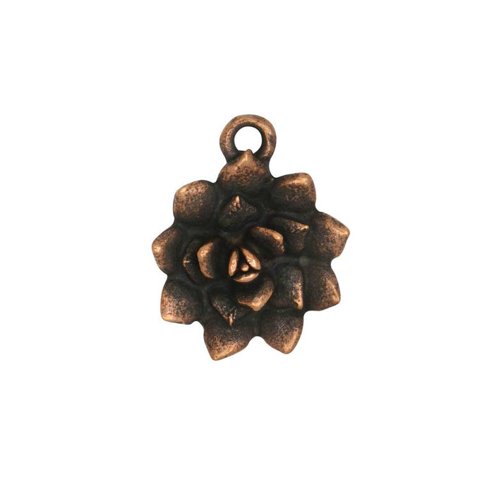Metal Charm, Succulent 16x25.5mm, Antiqued Copper, by Nunn Design (1 Piece)