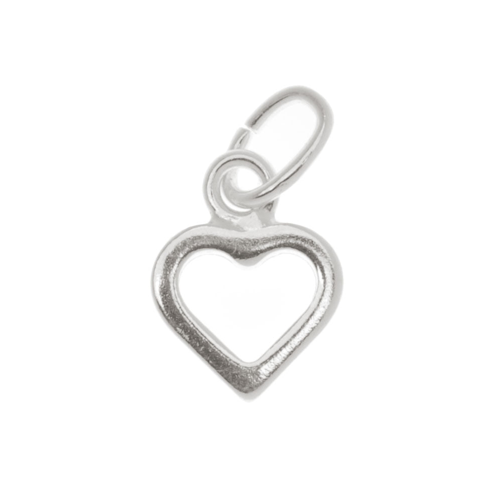 Sterling Silver Sleek Tiny Open Heart Charm 9mm (1 pcs)