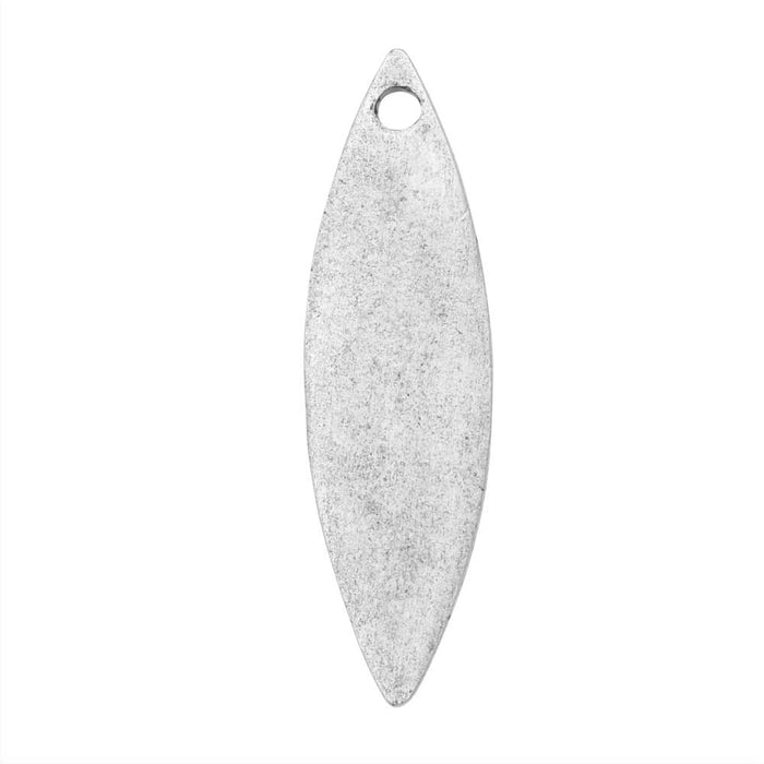 Flat Tag Pendant, Navette 9x30.5mm, Antiqued Silver, by Nunn Design (1 Piece)