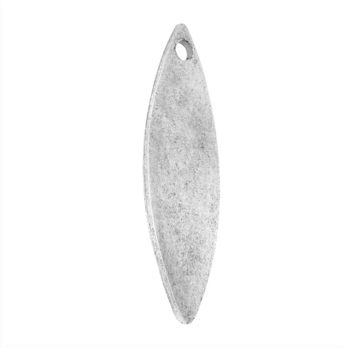 Flat Tag Pendant, Navette 9x30.5mm, Antiqued Silver, by Nunn Design (1 Piece)