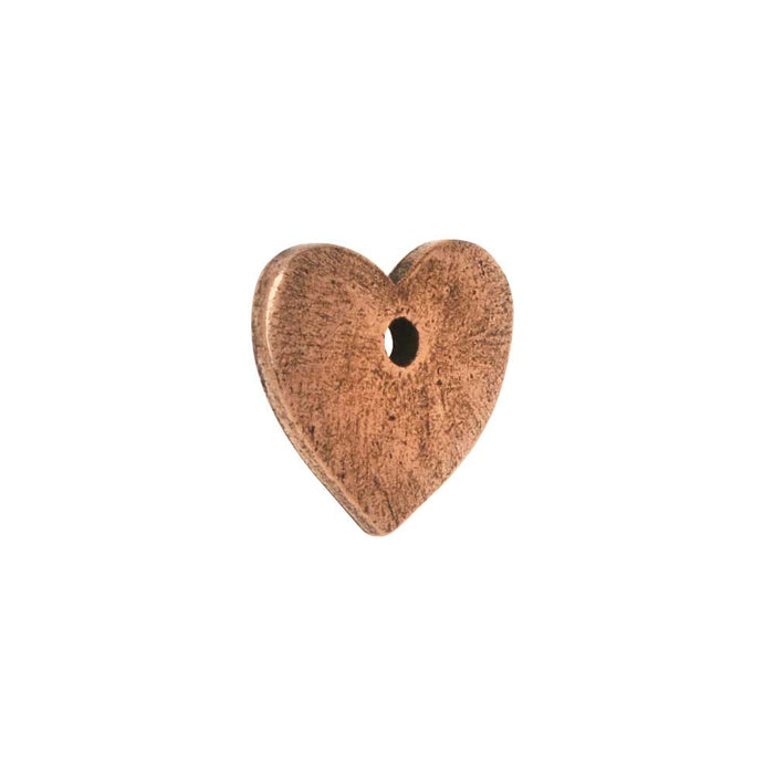 Flat Tag Pendant, Mini Heart 11mm, Antiqued Copper, by Nunn Design (1 Piece)