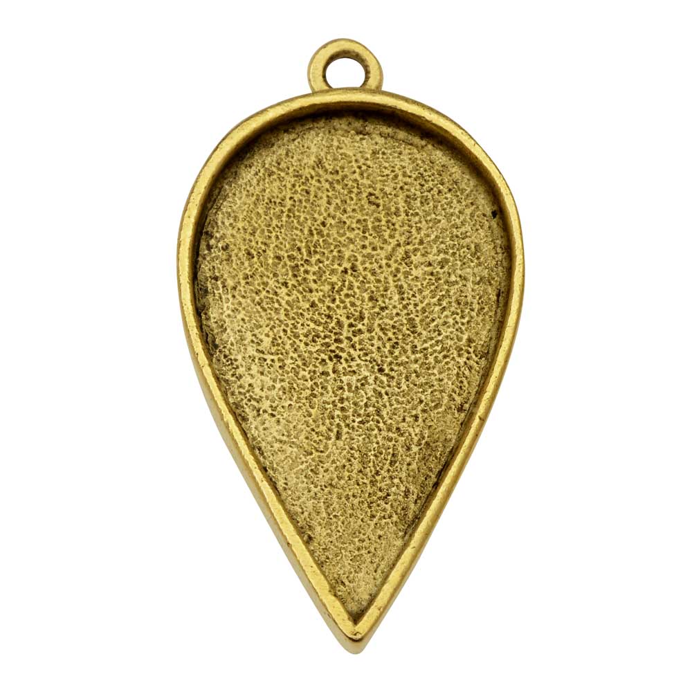 Bezel Pendant, Inverted Drop 20x34mm, Antiqued Gold, by Nunn Design (1 Piece)