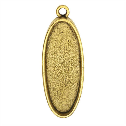 Bezel Pendant, Narrow Oval 12x36mm , Antiqued Gold, by Nunn Design (1 Piece)