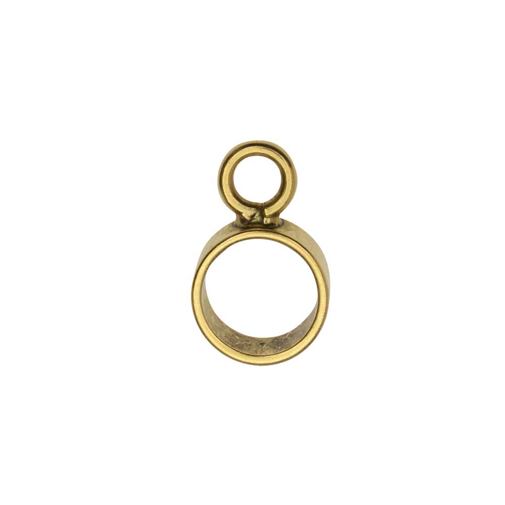 Open Back Bezel Pendant, Itsy Circle 9.5x15mm, Antiqued Gold, by Nunn Design (1 Piece)