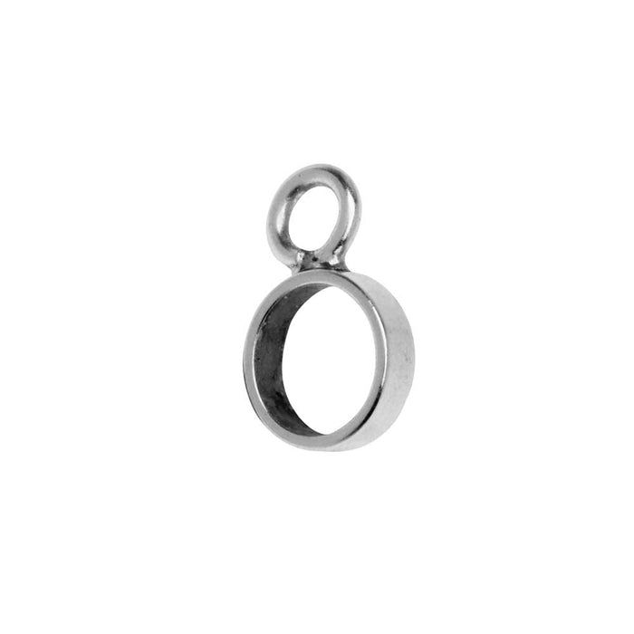 Open Back Bezel Pendant, Itsy Circle 9.5x15mm, Antiqued Silver, by Nunn Design (1 Pc)