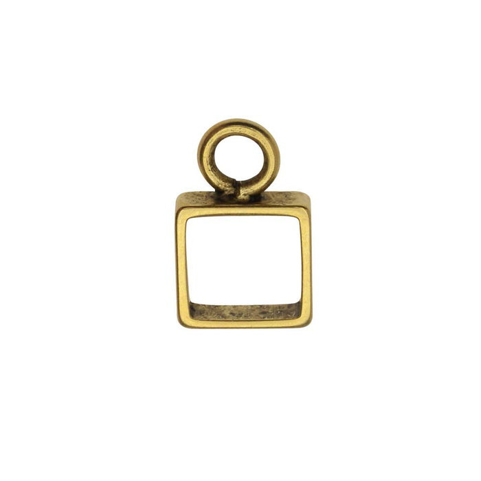 Open Back Bezel Pendant, Itsy Square 9.5x15mm, Antiqued Gold, by Nunn Design (1 Piece)
