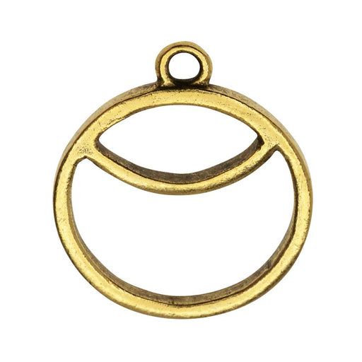Open Back Bezel Pendant, Circle Sunrise 23.5x27mm, Ant. Gold, by Nunn Design (1 Piece)