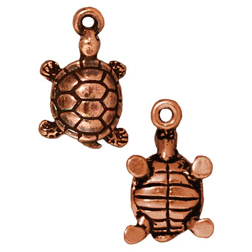 TierraCast Copper Plated Pewter Lucky Turtle Charm 17.5mm (1)