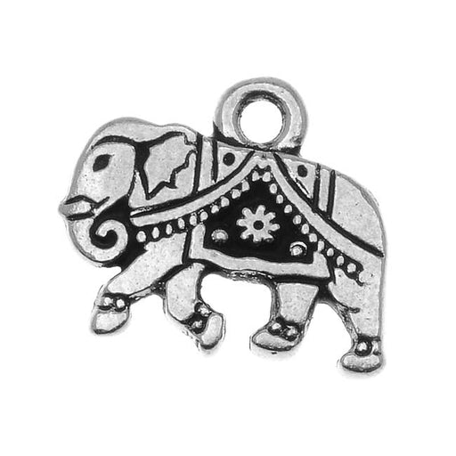 TierraCast Fine Silver Plated Pewter Indian Elephant Charm 12mm (1 pcs)