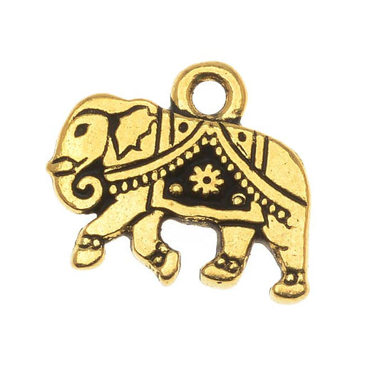 TierraCast 22K Gold Plated Pewter Indian Elephant Charm 12mm (1 pcs)