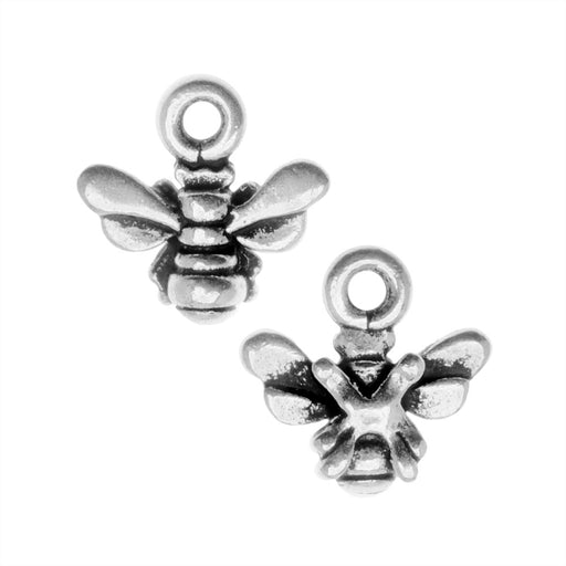 Metal Charm, Honey Bee 11mm, Antiqued Silver Plated, By TierraCast (2 Pieces)