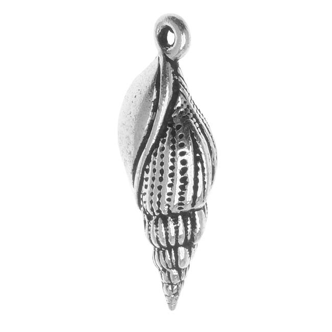 TierraCast Fine Silver Plated Pewter Spindle Shell Charm 23.7mm (1 pcs)