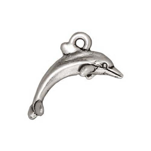 TierraCast Fine Silver Plated Pewter Dolphin Charm 14mm (1 pcs)