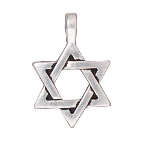TierraCast Fine Silver Plated Pewter Large Star Of David Pendant 17mm (1 pcs)