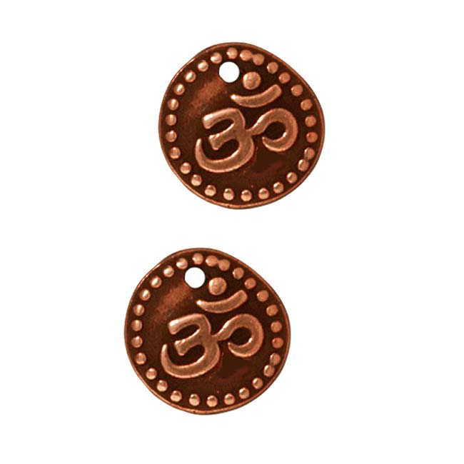 TierraCast Copper Plated Pewter 2-Sided Om / Aum Charm 10mm (2 Pieces)