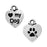 Pewter Charm, 2-Sided Heart Love My Dog / Paw Print, Antiqued Silver, By TierraCast (1 Piece)