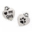 Pewter Charm, 2-Sided Heart Love My Dog / Paw Print, Antiqued Silver, By TierraCast (1 Piece)