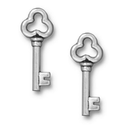 TierraCast Fine Silver Plated Pewter Key Charm 22mm (2 Pieces)