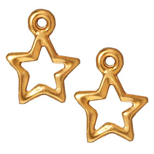 TierraCast 22K Gold Plated Pewter Open Star Charm 12.7mm (2 Pieces)