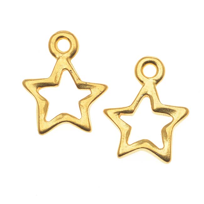 TierraCast 22K Gold Plated Pewter Open Star Charm 12.7mm (2 Pieces)