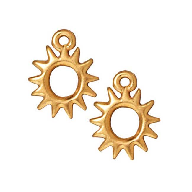 TierraCast 22K Gold Plated Pewter Radiant Sun Charm 14.2mm (2 Pieces)