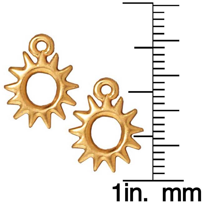 TierraCast 22K Gold Plated Pewter Radiant Sun Charm 14.2mm (2 Pieces)