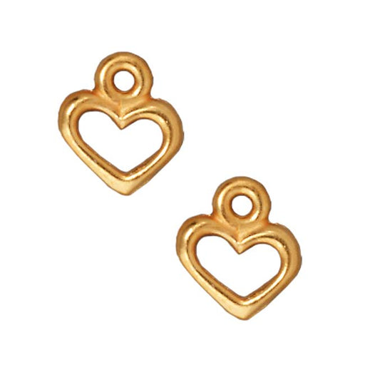 TierraCast 22K Gold Plated Pewter Open Heart Charm 9mm (2 Pieces)