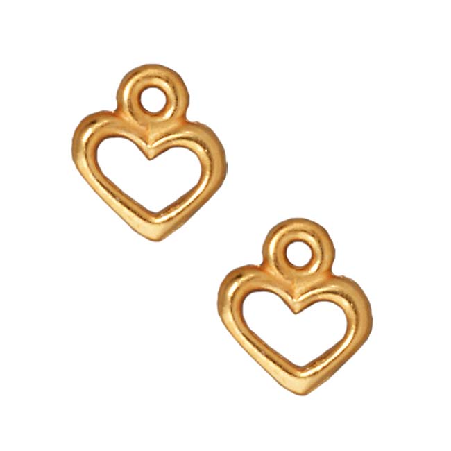 TierraCast 22K Gold Plated Pewter Open Heart Charm 9mm (2 Pieces)