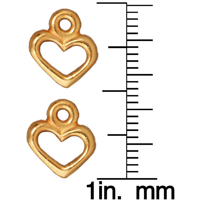 TierraCast 22K Gold Plated Pewter Open Heart Charm 9mm (2 Pieces)