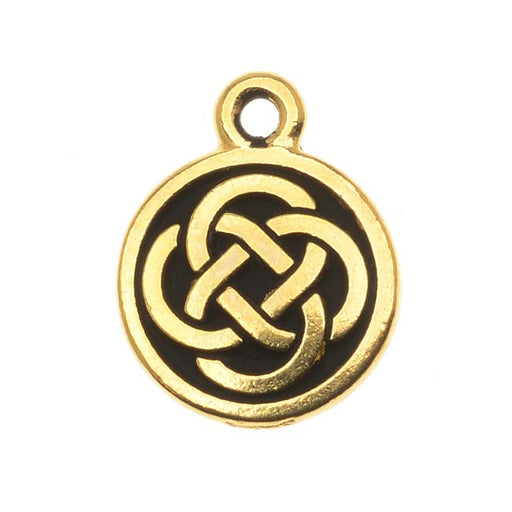 TierraCast 22K Gold Plated Pewter Celtic Knot Round Charm 15mm (1 pcs)