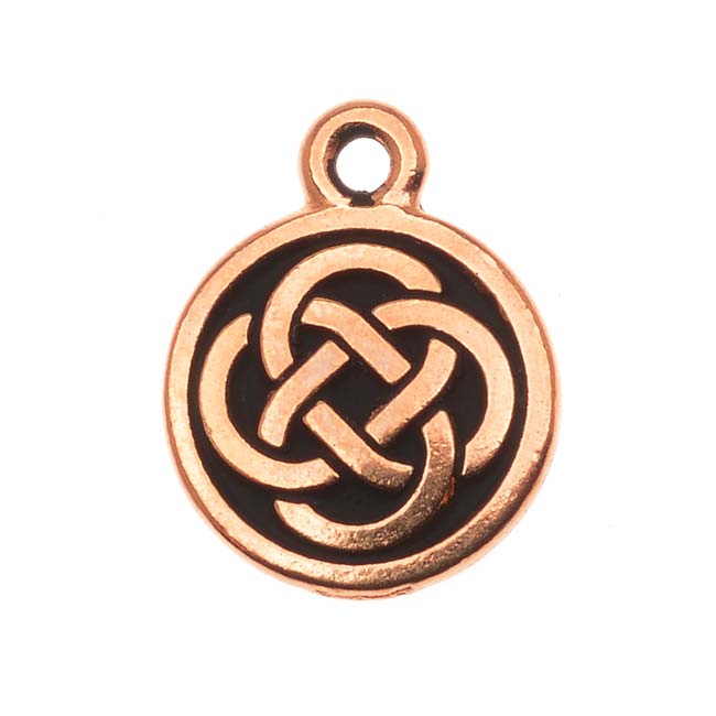 TierraCast Copper Plated Pewter Celtic Round Charm 15mm (1)