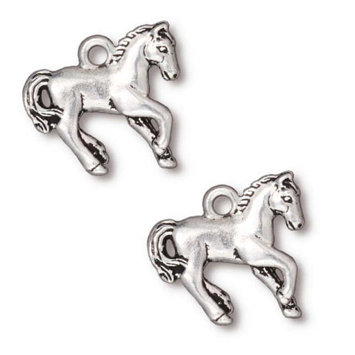 TierraCast Fine Silver Plated Pewter Prancing Horse Charm 20mm (1 pcs)